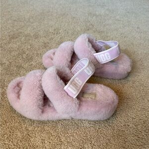 UGG Soft Pink Fluffy Slippers